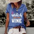 Womens Wine Lover Outfit For Halloween Witch Way To The Wine Women's Short Sleeve Loose T-shirt Blue