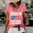 Funny Biden Pay More Live Worse Political Humor Sarcasm Sunglasses Design Women's Short Sleeve Loose T-shirt Watermelon