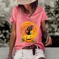 Halloween Cute Witch Cat Mom Pumpkin Moon Spooky Cat Women's Short Sleeve Loose T-shirt Watermelon
