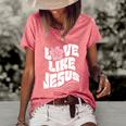 Love Like Jesus Religious God Christian Words Cool Gift Women's Short Sleeve Loose T-shirt Watermelon