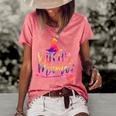 Tie Dye Witchy Mama Witch Hat Broom Spooky Mama Halloween Women's Short Sleeve Loose T-shirt Watermelon