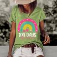 100 Days Smarter 100 Days Of School Rainbow Teachers Kids  Women's Short Sleeve Loose T-shirt Green