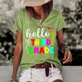Back To School Hello 3Rd Grade Kids Teacher Student Women's Short Sleeve Loose T-shirt Green