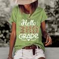 Back To School Hello 3Rd Grade Third Grade Leopard Teacher Women's Short Sleeve Loose T-shirt Green