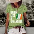 Drink Like A Gallagher St Patricks Day Beer  Drinking  Women's Short Sleeve Loose T-shirt Green