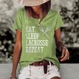 Eat Sleep Lacrosse Repeat Funny Lax Player Men Women Kids Women's Short Sleeve Loose T-shirt Green