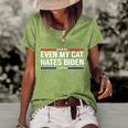 Funny Anti Biden Even My Cat Hates Biden Funny Anti Biden Fjb Women's Short Sleeve Loose T-shirt Green