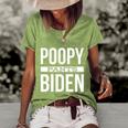 Funny Anti Biden Fjb Lets Go Brandon Poopy Pants Biden Anti Joe Biden F Jo Women's Short Sleeve Loose T-shirt Green