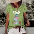 Funny Teacher Library Read Book Club Piggie Elephant Pigeons  Women's Short Sleeve Loose T-shirt Green