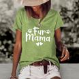 Fur Mama Paw Floral Design Dog Mom Mothers Day Women's Short Sleeve Loose T-shirt Green