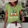 Happy Fall Yall Tshirt Gnome Leopard Pumpkin Autumn Gnomes Graphic Design Printed Casual Daily Basic Women's Short Sleeve Loose T-shirt Green