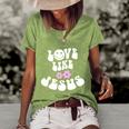 Love Like Jesus Religious God Christian Words Gift V3 Women's Short Sleeve Loose T-shirt Green