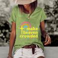 Make Heaven Crowded Cute Christian Missionary Pastors Wife Meaningful Gift Women's Short Sleeve Loose T-shirt Green