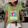 Pink Or Blue Grandma Loves You Gift Gender Reveal Cool Gift Women's Short Sleeve Loose T-shirt Green