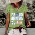Proud Air National Guard Aunt Usa Military Women Women's Short Sleeve Loose T-shirt Green