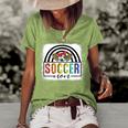 Soccer Mom Rainbow Leopard Funny Soccer Mom Mothers Day 2022  Women's Short Sleeve Loose T-shirt Green