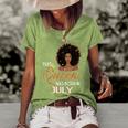 This Queen Was Born In July Birthday For Girl Melanin Women's Short Sleeve Loose T-shirt Green