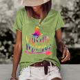 Tie Dye Witchy Mama Witch Hat Broom Spooky Mama Halloween Women's Short Sleeve Loose T-shirt Green