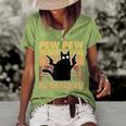 Vintage Black Cat Pew Pew Madafakas Funny Crazy Cat Lovers V2 Women's Short Sleeve Loose T-shirt Green
