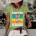 Vintage Coffee Because Murder Is Wrong Black Comedy Cat Women's Short Sleeve Loose T-shirt Green