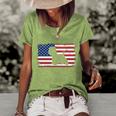 Vintage West Highland White Terrier Dog Us American Flag Gift Women's Short Sleeve Loose T-shirt Green