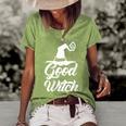 Womens Good Witch Funny Halloween Gift For Friend Women's Short Sleeve Loose T-shirt Green