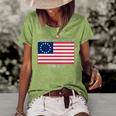Womens Liberty And Justice For All Betsy Ross Flag American Pride Women's Short Sleeve Loose T-shirt Green