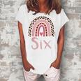 Kids 6 Year Old Leopard Rainbow Birthday Party Cute Girl 6Th Gift Women's Loosen Crew Neck Short Sleeve T-Shirt Green