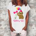 Kids 7 Year Old Cool Cute Sloth Balloons 7Th Birthday Girls Party Women's Loosen Crew Neck Short Sleeve T-Shirt Green