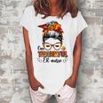 One Thankful Er Nurse Messy Bun Fall Autumn Thanksgiving Women's Loosen Crew Neck Short Sleeve T-Shirt Green