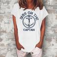 Dibs On The Captain Anchor Funny Captain Wife  Women's Loosen Crew Neck Short Sleeve T-Shirt White