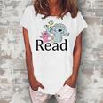 Funny Read Book Club Piggie Elephant Pigeons Teacher  Women's Loosen Crew Neck Short Sleeve T-Shirt White