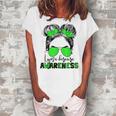 Lyme Disease Awareness Messy Hair Bun For Girl Women's Loosen T-shirt White