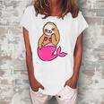 Mermaid Sloth Cute Sloth Women's Loosen T-Shirt White
