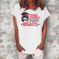 Messy Bun American Flag Pro Choice Star Stripes Equal Right V4 Women's Loosen T-shirt White