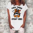 Messy Bun Thick Thighs And Spooky Vibes Halloween Women Women's Loosen T-shirt White