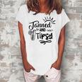 Tanned & Tipsy Hello Summer Vibes Beach Vacay Summertime Women's Loosen T-shirt White