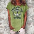 Dibs On The Captain Anchor Funny Captain Wife  Women's Loosen Crew Neck Short Sleeve T-Shirt Grey