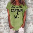 Dibs On The Captain Retro Anchor Funny Captain Wife  Women's Loosen Crew Neck Short Sleeve T-Shirt Grey