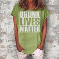 Drunk Lives Matter  St Patricks Day Beer Drinking  Women's Loosen Crew Neck Short Sleeve T-Shirt Grey