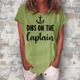 Funny Captain Wife Dibs On The Captain Quote Anchor Sailing   V2 Women's Loosen Crew Neck Short Sleeve T-Shirt Grey