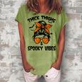 Messy Bun Thick Thighs And Spooky Vibes Halloween Women Women's Loosen T-shirt Grey