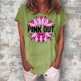 Pink Out Breast Cancer Awareness Sunflower Pink Women's Loosen Crew Neck Short Sleeve T-Shirt Grey