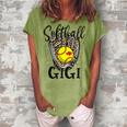 Softball Gigi Leopard Game Day Softball Lover Mothers Day  Women's Loosen Crew Neck Short Sleeve T-Shirt Grey