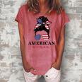 All American Girl Messy Bun Flag 4Th Of July Sunglasses Women's Loosen T-shirt Watermelon