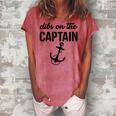 Dibs On The Captain Retro Anchor Funny Captain Wife  Women's Loosen Crew Neck Short Sleeve T-Shirt Watermelon