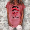 Leo Girl Messy Bun Leopard Bandana July Zodiac Sign Birthday Women's Loosen Crew Neck Short Sleeve T-Shirt Watermelon