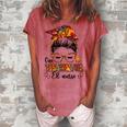 One Thankful Er Nurse Messy Bun Fall Autumn Thanksgiving Women's Loosen Crew Neck Short Sleeve T-Shirt Watermelon