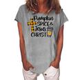 Hello Fall Pumpkin Spice & Jesus Christ Fall Christian Gift  Women's Loosen Crew Neck Short Sleeve T-Shirt Green