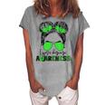 Lyme Disease Awareness Messy Hair Bun For Girl Women's Loosen T-shirt Green